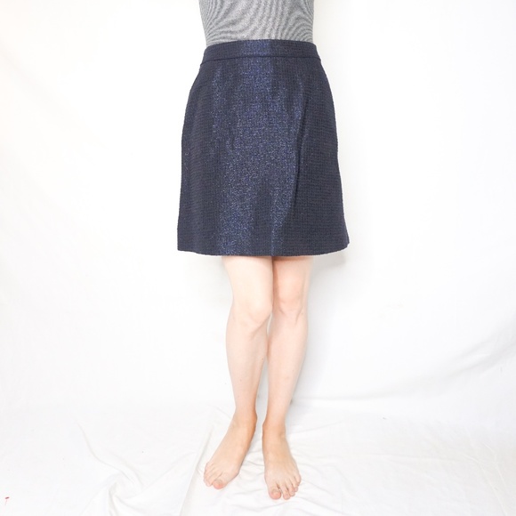 CHANEL Dresses & Skirts - CHANEL Uniform Textured Blue Metallic Mini Skirt